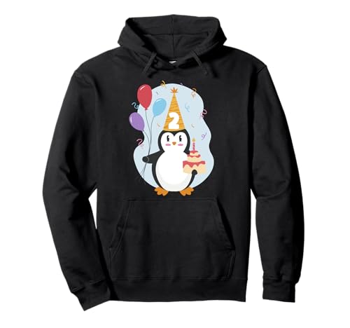 Pinguin Luftballon und Torte Kinder Geburtstag 2 Jahre Kind Pullover Hoodie von Kleiner Pinguin Geburtstag für Kind Kinder
