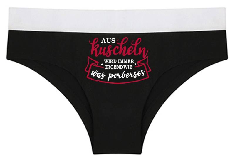 Damen Slip Personalisiert Mit Dem Motiv Aus Kuscheln Wird Immer Irgendwie Was Perverses von KleinerFratzStore