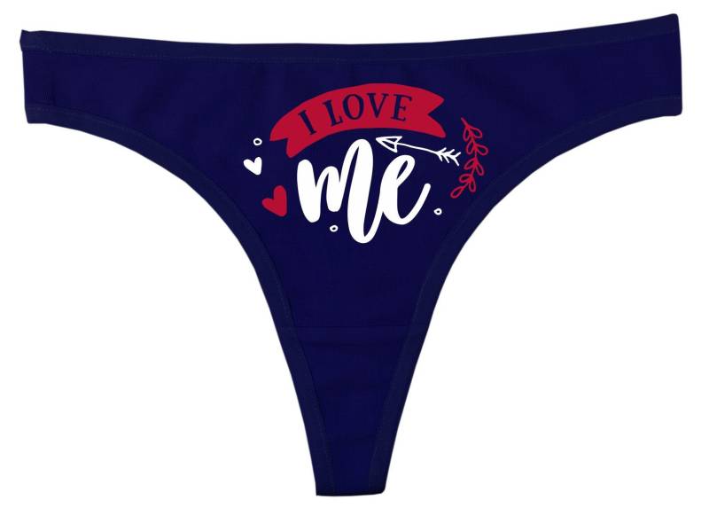 Damen String Tanga Mit Dem Motiv I Love Me von KleinerFratzStore