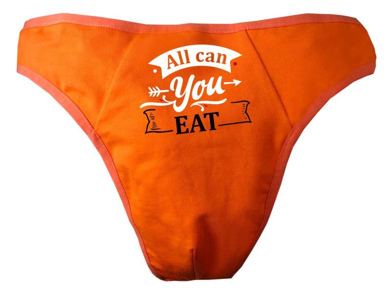 Herren String Tanga Bedruckt Mit "All Can You Eat" von KleinerFratzStore