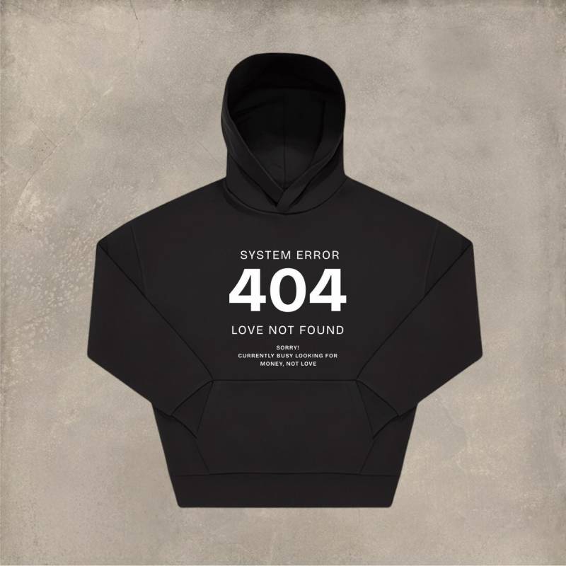 Oversize Hoodie Bedruckt Mit Dem Motiv Error 404 von KleinerFratzStore