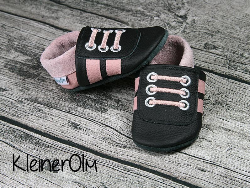 Krabbelpuschen Lederpuschen Babyschuhe Krabbelschuhe Sneaker von KleinerOlm