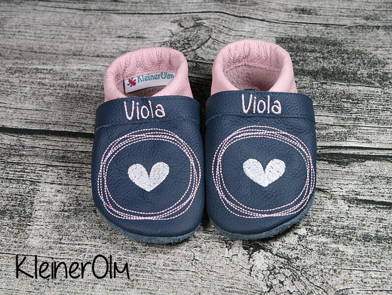 Krabbelpuschen Lederpuschen Krabbelschuhe Herz von KleinerOlm