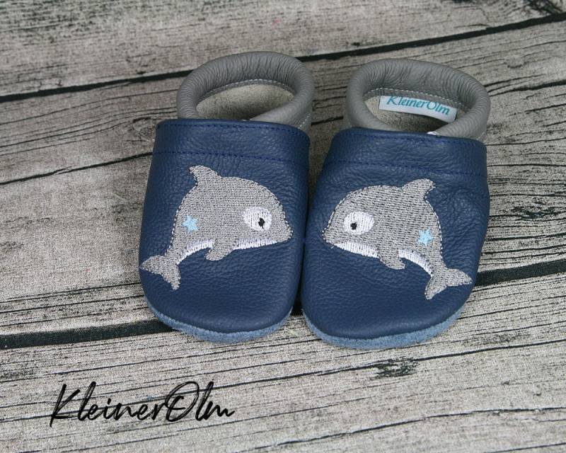 Krabbelpuschen Lederpuschen Krabbelschuhe Wal Herz Stern Name Beluga von KleinerOlm