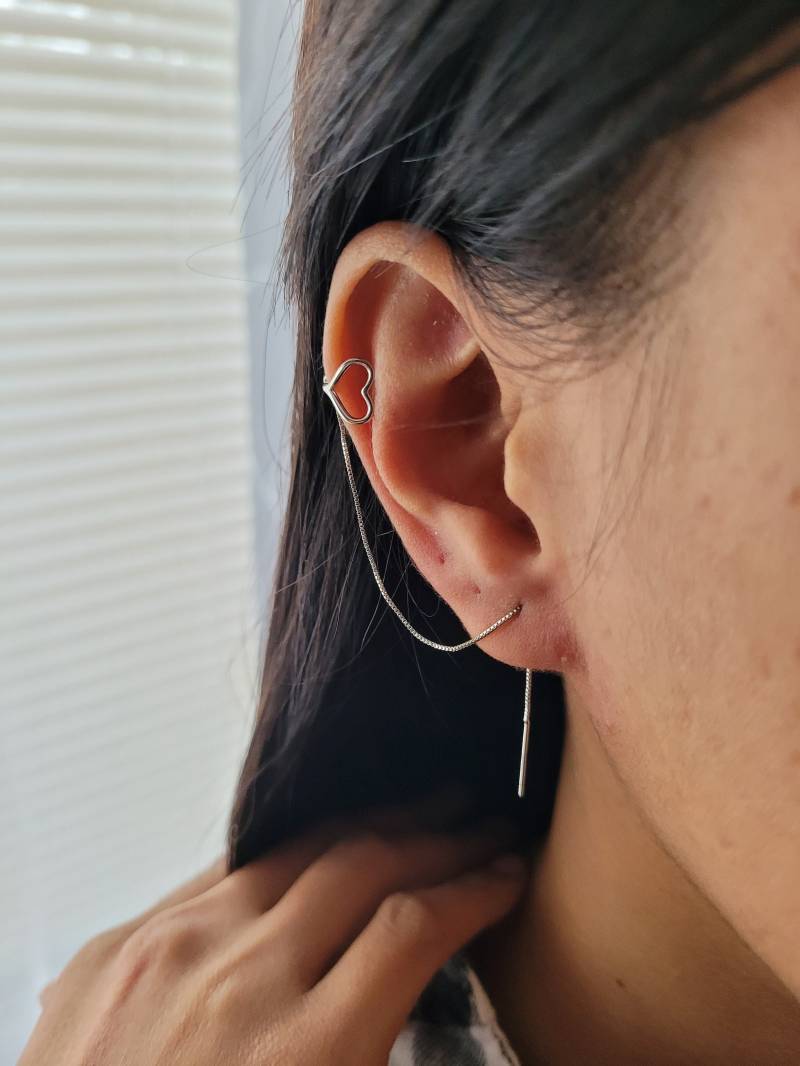 Silber 925 Herz Klemm Ohrringe Mit Einfädler 2 Stück Für Beide Seiten + Geschenkverpackung von KleinerSuessling