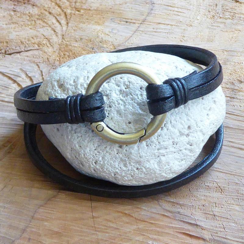 Lederhalskette ~ Bronzener Sprungring Schlicht Unisex Lederschmuck von KleinerTruhenschatz