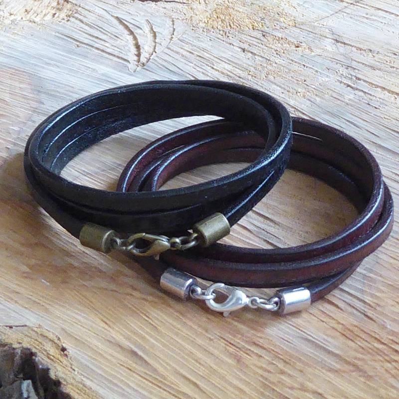 Wickelarmband 4 ~ Schlicht Antiksilber Oder Bronze Surfer Unisex Lederschmuck von KleinerTruhenschatz