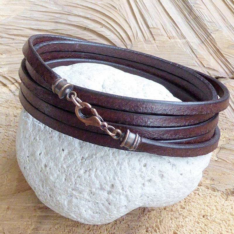 Wickelarmband 5 ~ Schlicht Kupfer Surfer Unisex Lederschmuck von KleinerTruhenschatz