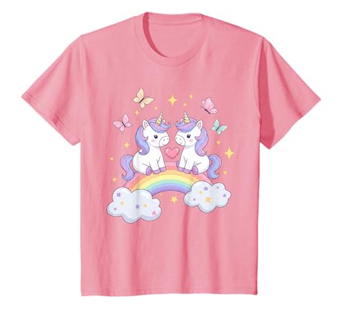 Kinder Einhörner Schmetterlinge mit Herzen und Regenbogenkunst für T-Shirt Kinder Einhörner Schmetterlinge mit Herzen und Regenbogenkunst für T-Shirt von Kleines schmutziges süßes Design