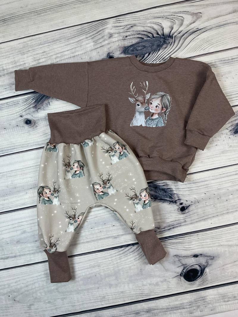 Babyset Pumphose Und Pulli Mädchen Mit Rentier von KleinesIch