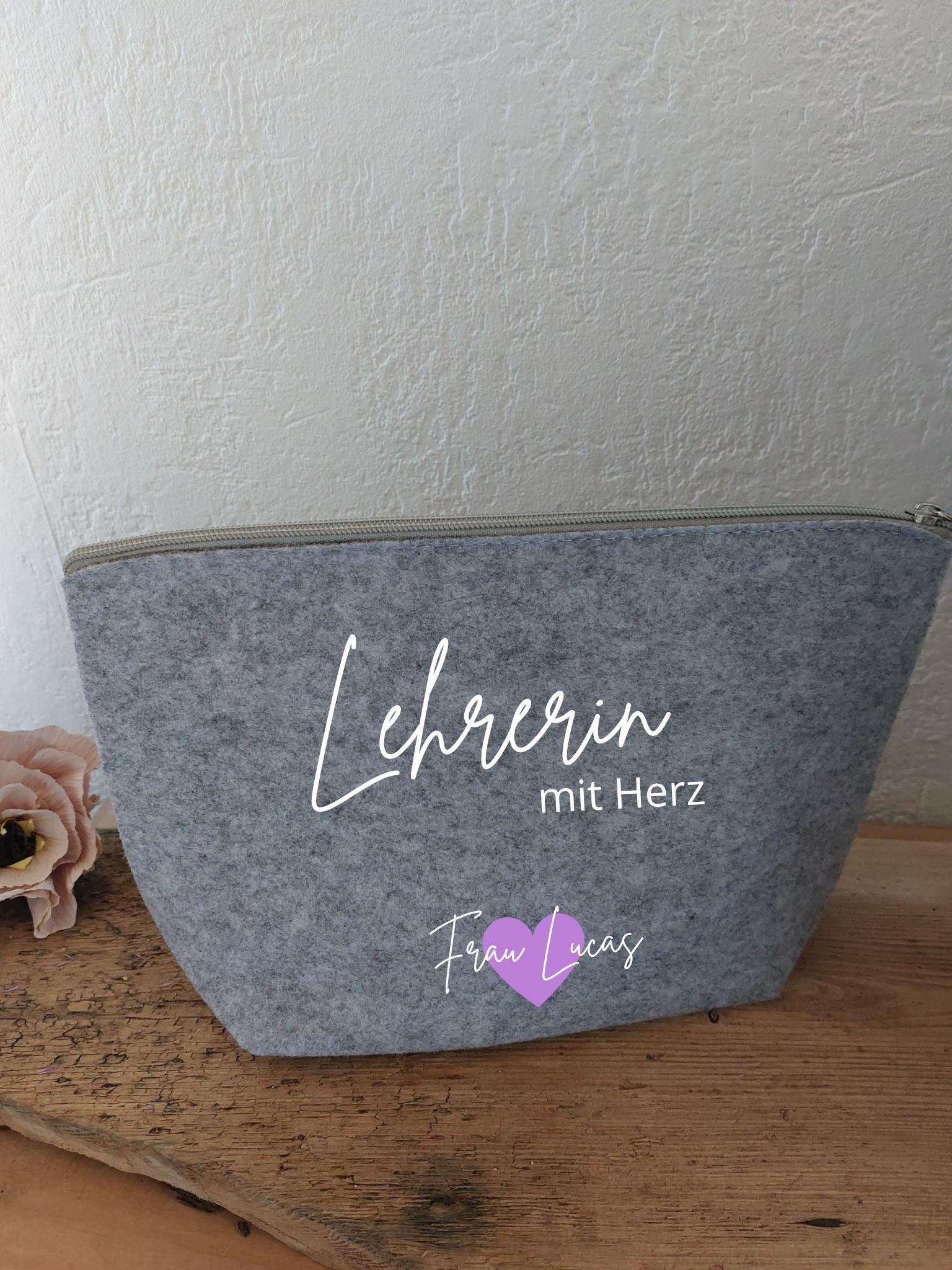 Filztasche Lehrerin Mit Herz Geschenk Personalisierte Tasche Abschiedsgeschenk von KleinundfeinShop