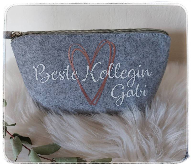 Kosmetiktasche Filz Tasche Geschenk Personalisiert Beste Kollegin Personalisiertes von KleinundfeinShop