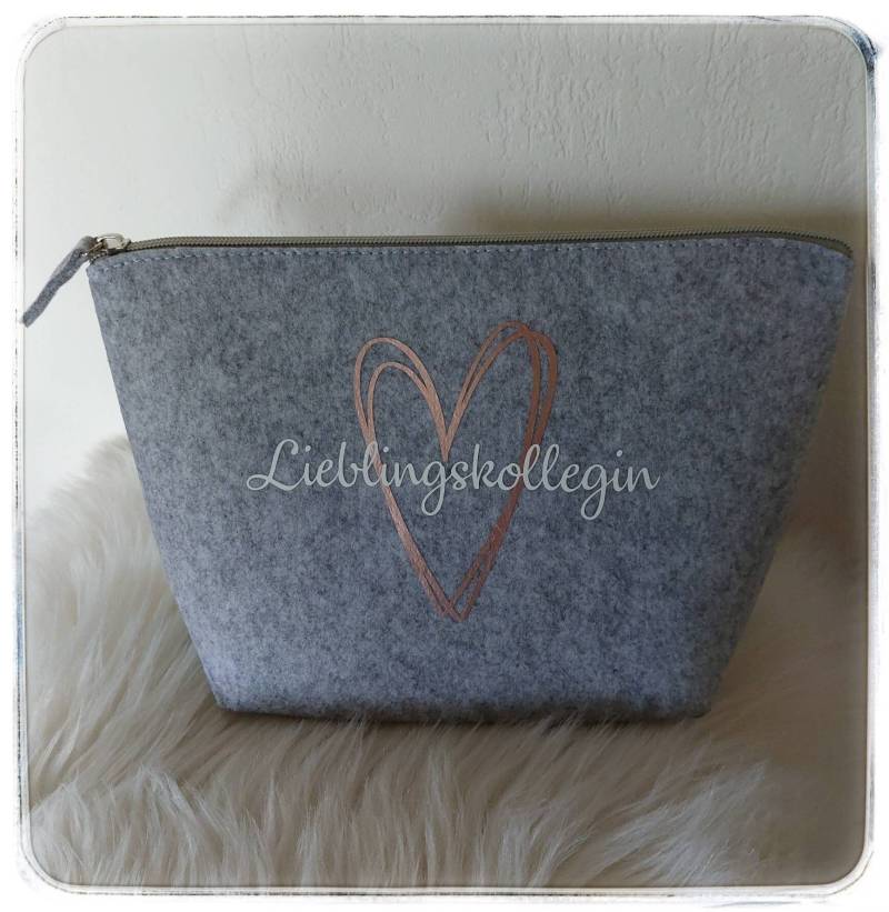 Kosmetiktasche Lieblingskollegin Filz Tasche Geschenk Personalisiert Personalisiertes von KleinundfeinShop
