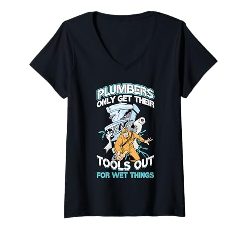 Damen Klempner Holen Ihr Werkzeug Nur Für Nasse Dinge T-Shirt mit V-Ausschnitt Damen Klempner Holen Ihr Werkzeug Nur Für Nasse Dinge T-Shirt mit V-Ausschnitt von Klempner Installateur Rohrverlegung Sanitär