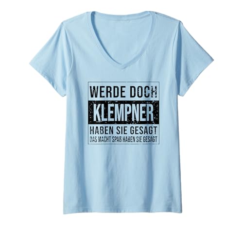 Damen Klempner Geburtstag Arbeit witzige Handwerker Klempner T-Shirt mit V-Ausschnitt von Klempner Zubehör Geschenke Geburtstags-Shirts