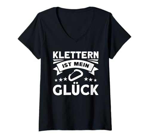 Damen Klettern Ist Mein Glück T-Shirt mit V-Ausschnitt von Kletter Spruch Klettern Ist Mein Glück Outfit