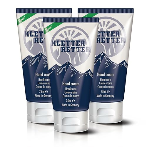 KletterRetter Handcreme für Kletterer und Boulderer 3 x 75ml - mit Panthenol, Calendulaöl und Ectoin - zieht schnell ein und klebt nicht KletterRetter Handcreme für Kletterer und Boulderer 3 x 75ml - mit Panthenol, Calendulaöl und Ectoin - zieht schnell ein und klebt nicht von KletterRetter