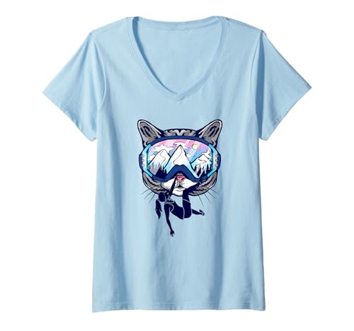 Damen Klettern Bergsteigen Katzen Klettererin Frauen Kletterer T-Shirt mit V-Ausschnitt Damen Klettern Bergsteigen Katzen Klettererin Frauen Kletterer T-Shirt mit V-Ausschnitt von Klettern Sport Freizeit Ausrüstung Geschenke Shirt