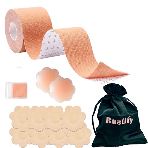 Bustify Klebe BH Boob Tape - BH Rückenfrei Trägerloser BH - mit Brüste Nippelpads Wasser und Schweißresistent, Elastisch und Komfortabel Hypoallergenes Brust Tape - Ideal für alle Brustgrößen Bustify Klebe BH Boob Tape - BH Rückenfrei Trägerloser BH - mit Brüste Nippelpads Wasser und Schweißresistent, Elastisch und Komfortabel Hypoallergenes Brust Tape - Ideal für alle Brustgrößen von KliKil