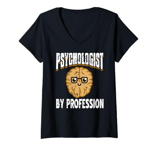 Damen Psychologe Von Beruf Lustiger Gehirn Spruch T-Shirt mit V-Ausschnitt Damen Psychologe Von Beruf Lustiger Gehirn Spruch T-Shirt mit V-Ausschnitt von Klinische Psychologie Arbeit Humor