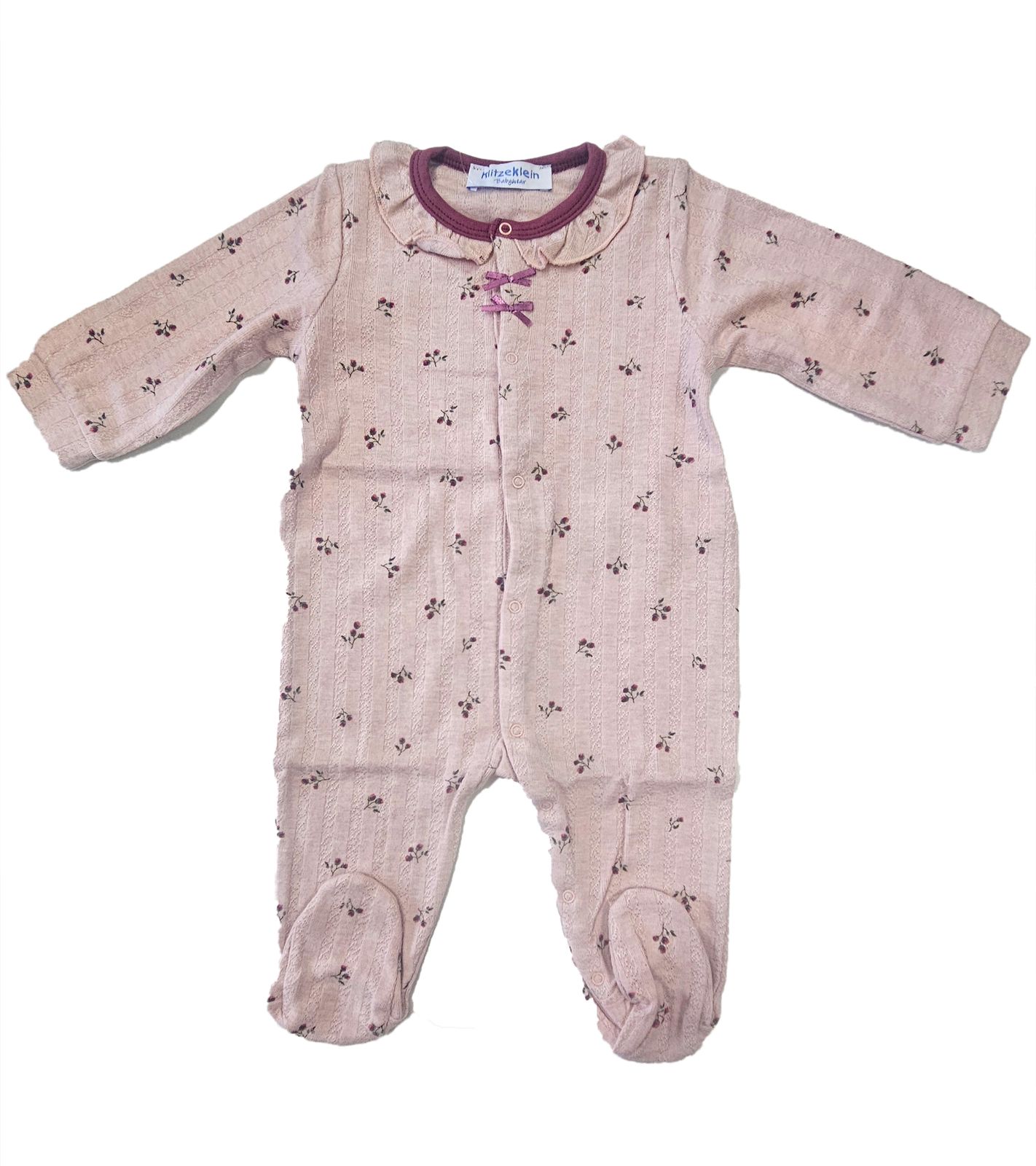 Klitzeklein Baby Strampler Body mit Blumen-Print und Rüschen 70099401 Rosa von Klitzeklein