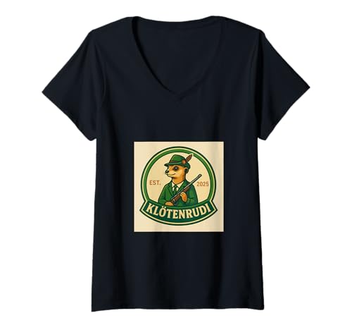 Damen Erdmännchen in Schützenuniform T-Shirt mit V-Ausschnitt Damen Erdmännchen in Schützenuniform T-Shirt mit V-Ausschnitt von Klötenrudi