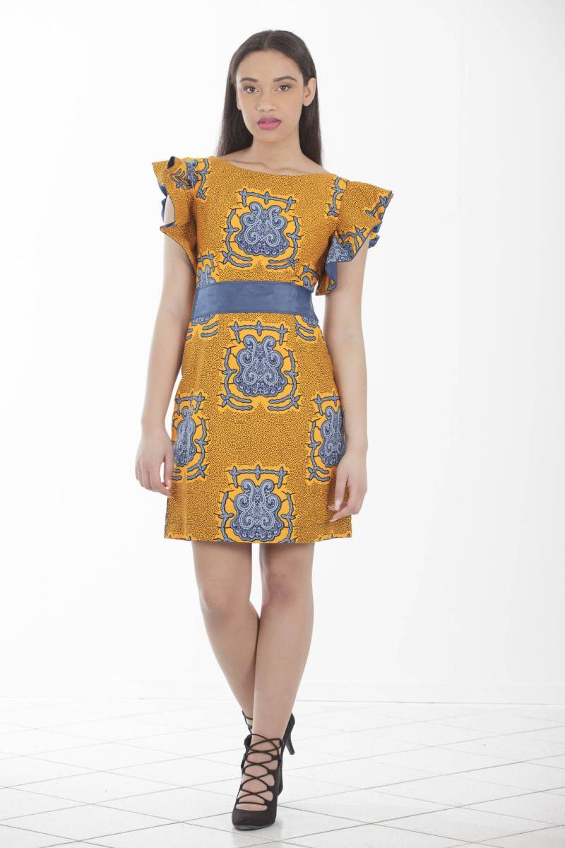 Kleid Gerade Aus Stoff Bedruckt Flug Ärmel von KlomyDesignBoutique