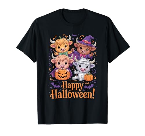 Happy Halloween Baby Kuh Niedliche Gothic Highland Cow T-Shirt Happy Halloween Baby Kuh Niedliche Gothic Highland Cow T-Shirt von Kloom