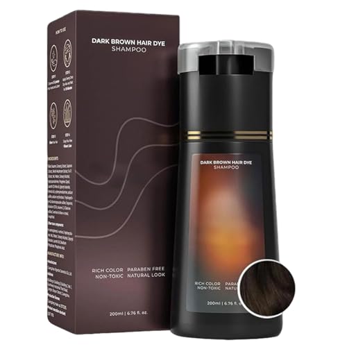 Novara Paris 3-in-1 Farb-Shampoo, sofortige Farbstoffe, natürliche Haarfarbe auf Pflanzenbasis, langanhaltende Haarfarbe, einfach zu verwenden, für Frauen und Männer (Dunkelbraun) von Klortecer