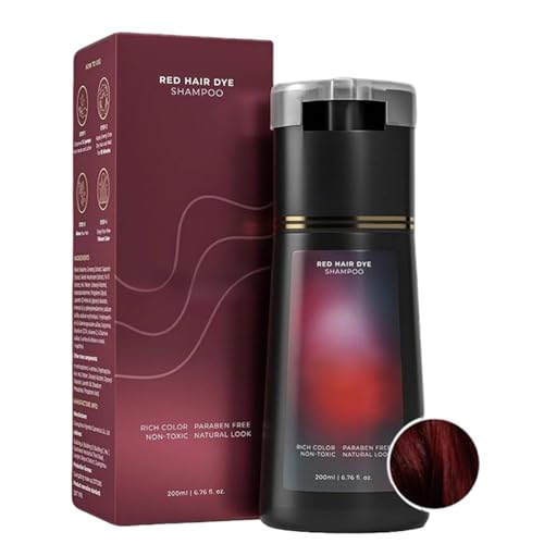 Novara Paris 3-in-1 Farb-Shampoo, sofortige Farbstoffe, natürliche Haarfarbe auf Pflanzenbasis, langanhaltende Haarfarbe, einfach zu verwenden, für Frauen und Männer (Rot) von Klortecer