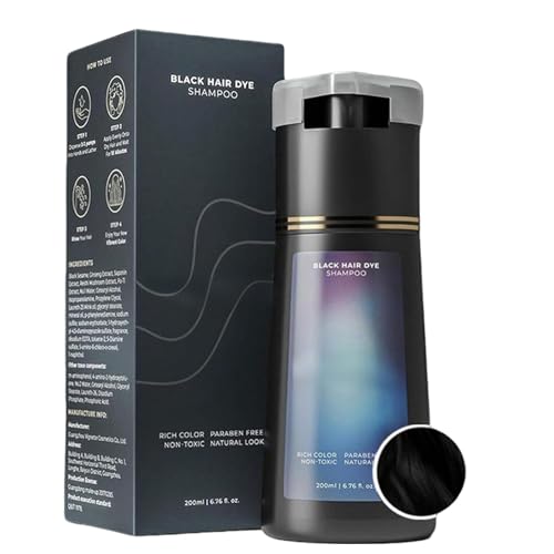 Novara Paris 3-in-1 Farb-Shampoo, sofortige Farbstoffe, natürliche Haarfarbe auf Pflanzenbasis, langanhaltende Haarfarbe, einfach zu verwenden, für Frauen und Männer (schwarz) von Klortecer