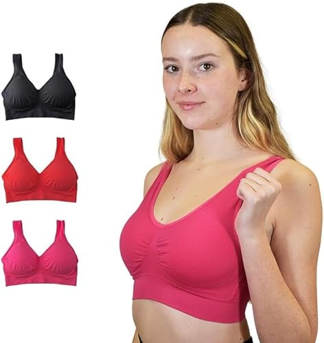Klosis - Bequeme Drahtlose BHS, Perfekte Passform, Bruststütze und Abnehmbare Pads, Nahtlos, Vielseitig und Ideal für Sport, Schwangerschaft und Stillzeit, Set mit 3 Stück, Bis zu 5XL Klosis - Bequeme Drahtlose BHS, Perfekte Passform, Bruststütze und Abnehmbare Pads, Nahtlos, Vielseitig und Ideal für Sport, Schwangerschaft und Stillzeit, Set mit 3 Stück, Bis zu 5XL von KLOSIS