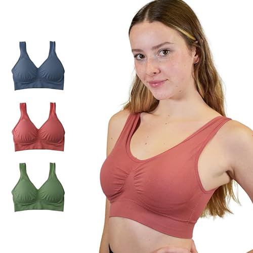 Klosis - Bequeme Drahtlose BHS, Perfekte Passform, Bruststütze und Abnehmbare Pads, Nahtlos, Vielseitig und Ideal für Sport, Schwangerschaft und Stillzeit, Set mit 3 Stück, Bis zu 5XL von Klosis