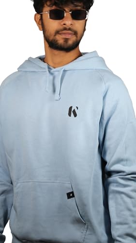 Klothoz Hellblau Hoodie Herren Kapuzen Pullover Hoodie mit Taschen aus 100% Bio Baumwolle Klassische Passform Winter Warm Langarm (DE/NL/SE/PL, Alphanumerisch, L, Regular, Regular, Hellblau) von Klothoz