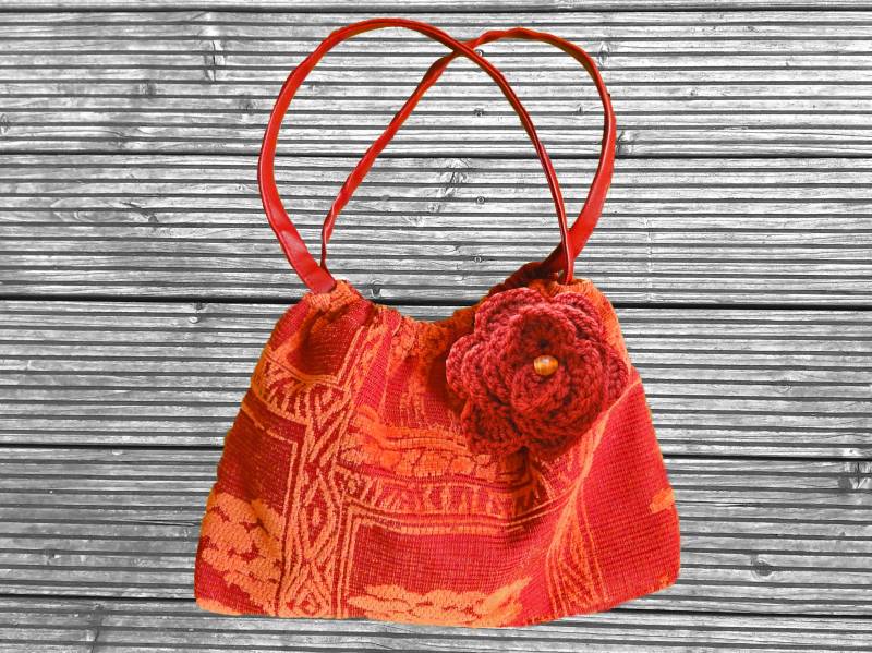 Tasche Damen Henkeltasche Handtasche Tagetrasche Upcycling-Tasche Umhängetasche Recycling Umhängen Bohochic von Klotzlaedchen