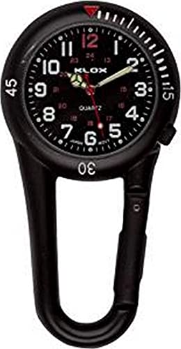 Klox Schwarze Clip-On-Karabiner-Metall-Anhänger-Uhr Schwarzes Zifferblatt Sanitäter Arzt Krankenschwester Unisex Männer Frauen von Klox