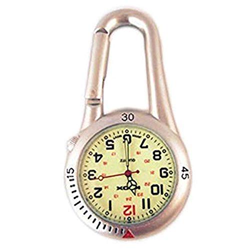 Silber Weißer ANklemm Karabiner Taschenuhr Mit Leuchtendem Ziffernblatt Ideal for Ärzte Krankenschwstern Sanitäter von Klox