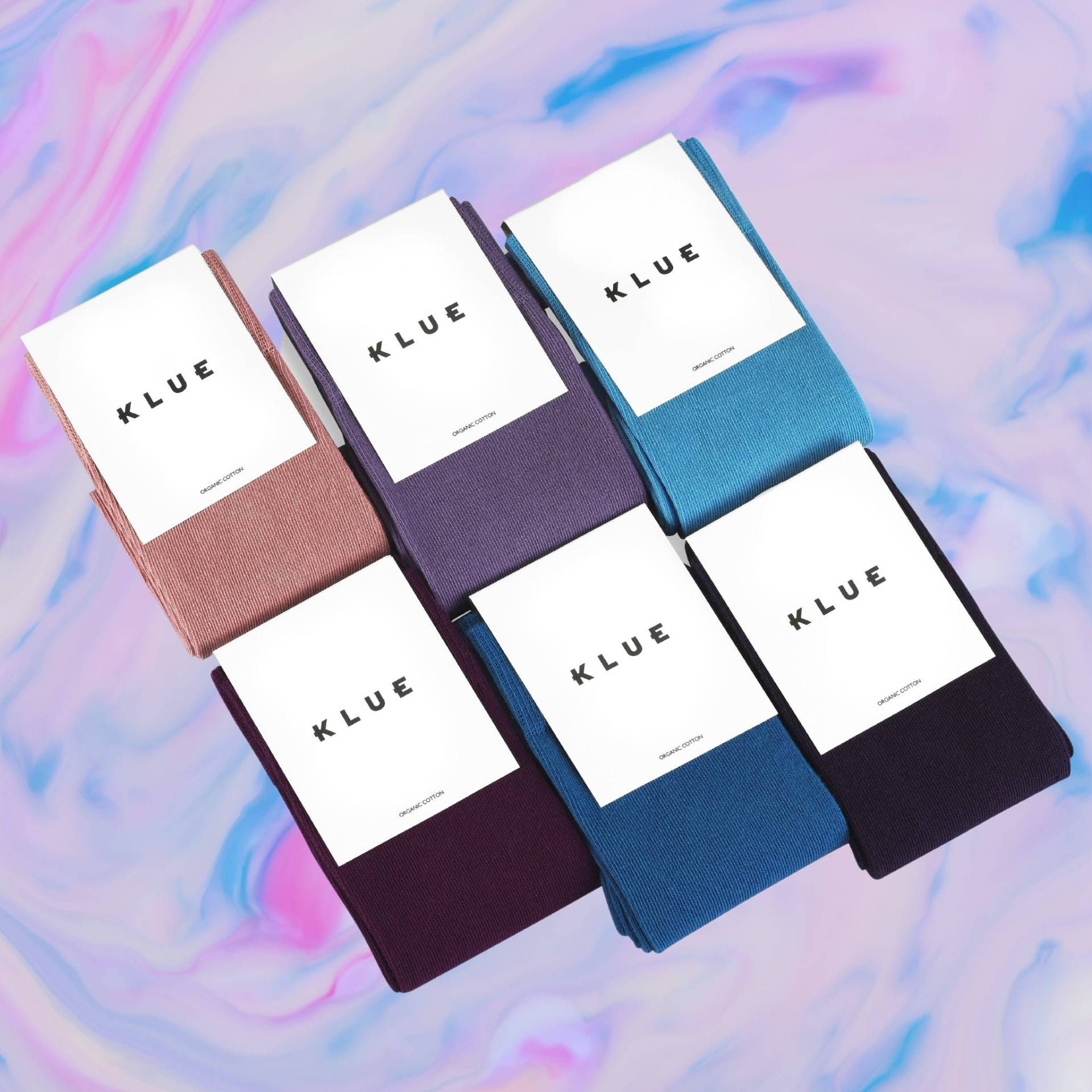 Bio-Baumwolle Bunte Feste Socken Packung X6 | Himmel von KlueSocks
