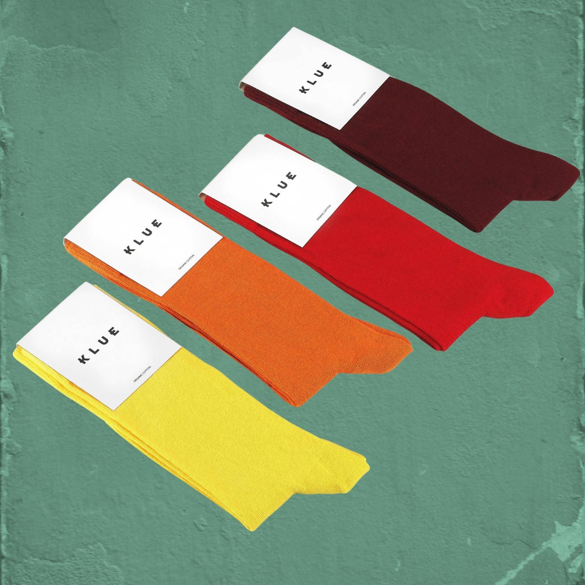 Klue Bunte Bio-Baumwolle Feste Socken-Pack X4 | Feuer von KlueSocks