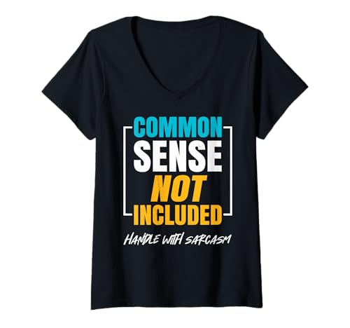 Damen Gesunder Menschenverstand Nicht enthalten. Mit Sarkasmus T-Shirt mit V-Ausschnitt Damen Gesunder Menschenverstand Nicht enthalten. Mit Sarkasmus T-Shirt mit V-Ausschnitt von Kluger Humor für selbstbewusste