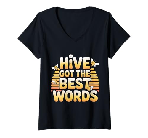 Damen Hive Got The Best Words Rechtschreibwettbewerbsstudent |- T-Shirt mit V-Ausschnitt Damen Hive Got The Best Words Rechtschreibwettbewerbsstudent |- T-Shirt mit V-Ausschnitt von Kluger Wortspiel Rechtschreibmeister