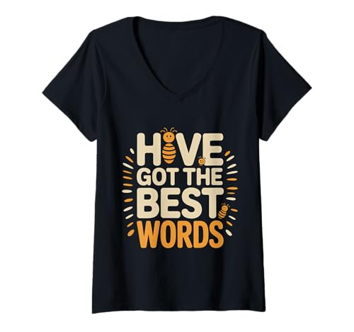 Damen Hive Got The Best Words Rechtschreibwettbewerbsstudent |- T-Shirt mit V-Ausschnitt Damen Hive Got The Best Words Rechtschreibwettbewerbsstudent |- T-Shirt mit V-Ausschnitt von Kluger Wortspiel Rechtschreibmeister