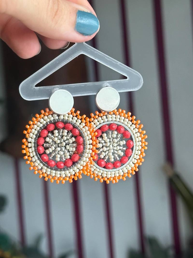 Noelle | Ohrring Silber Orange, Perlenohrring Silber, Handgemachte Ohrringe Aus Glasperlen, Statement Ohrringe, Boho Hippie von KlunkerJewelryDE