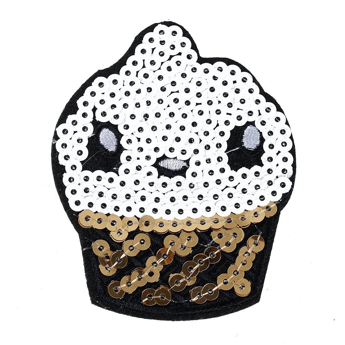 Muffin Pailletten Patch 8, 3x6, 8cm Aufnäher Cupcake von Klunkerinsel