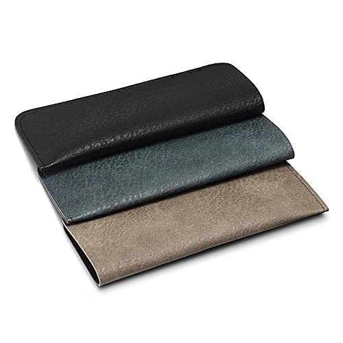 Klways 3 Stück Brillenetui Weich, Leder Tragbar Brillentasche, Sonnenbrillenetui Schutzhülle für Damen und Männer, Lesebrille Case von Klways
