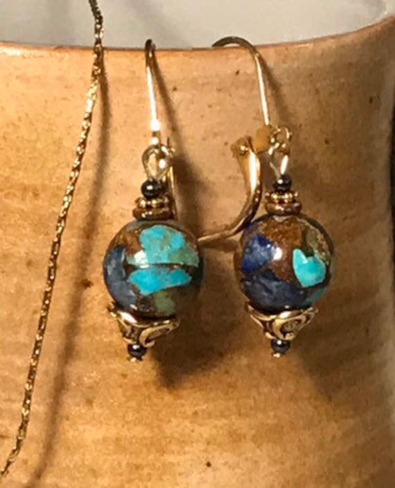 Set Von Lapis Türkis Und Malachit Halbedelstein Ohrringe Halskette Set Von Lapis Türkis Und Malachit Halbedelstein Ohrringe Halskette von KmKDesignsPC