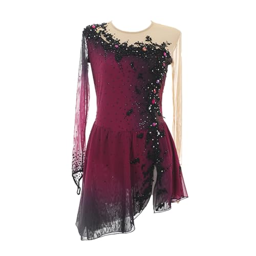 Eiskunstlaufkleid for Damen, Funkelndes Eislauf-Outfit, Langärmliger Trikotanzug Mit Rock(L) von Kmarouse