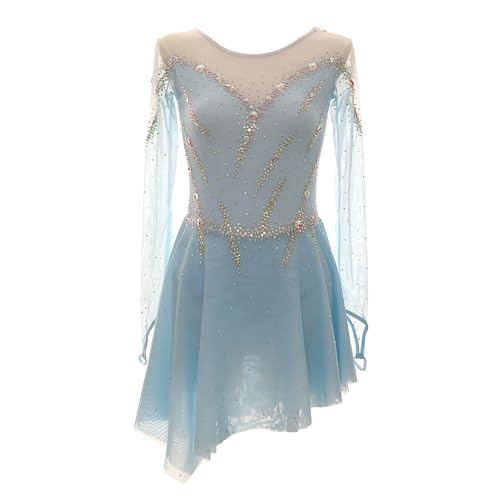 Kmarouse Eiskunstlaufkleid Mit Langen Ärmeln for Damen Mit Glänzenden Strasssteinen, Eislaufkleider for Mädchen for Wettkämpfe(L) von Kmarouse
