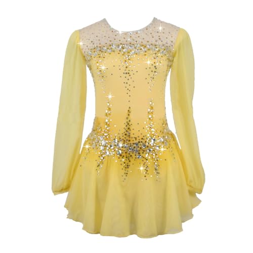 Kmarouse Eiskunstlaufkleid for Damen, Langarm, Eiskunstlaufkleid for Mädchen Mit Hoher Elastizität for Auftritte, Anpassbar(XS) von Kmarouse