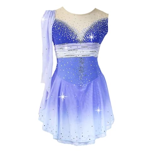 Kmarouse Eiskunstlaufkleider for Frauen Und Mädchen, Handgefertigt, Eiskunstlauf-Wettbewerb, Eiskunstlauf-Outfit(Blue_XXXXL) von Kmarouse